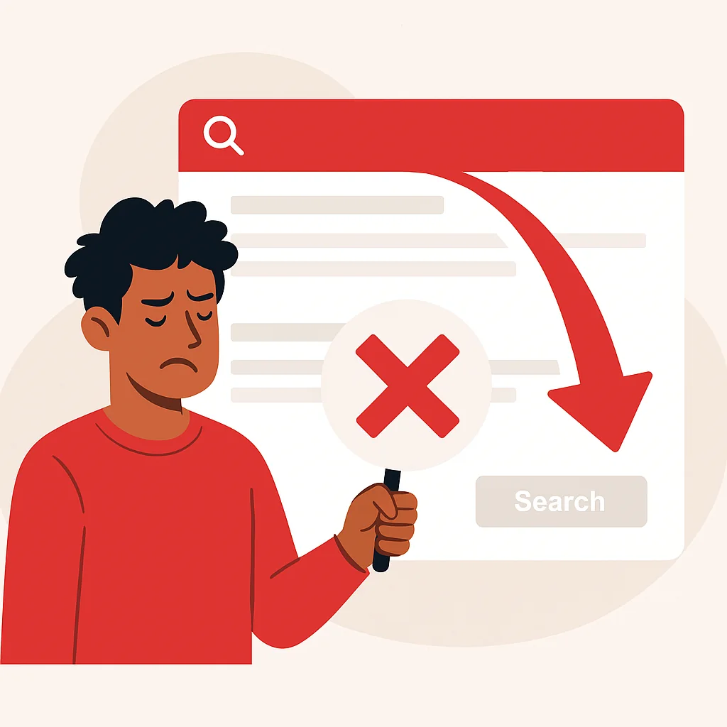 Illustration of an unsuccessful search